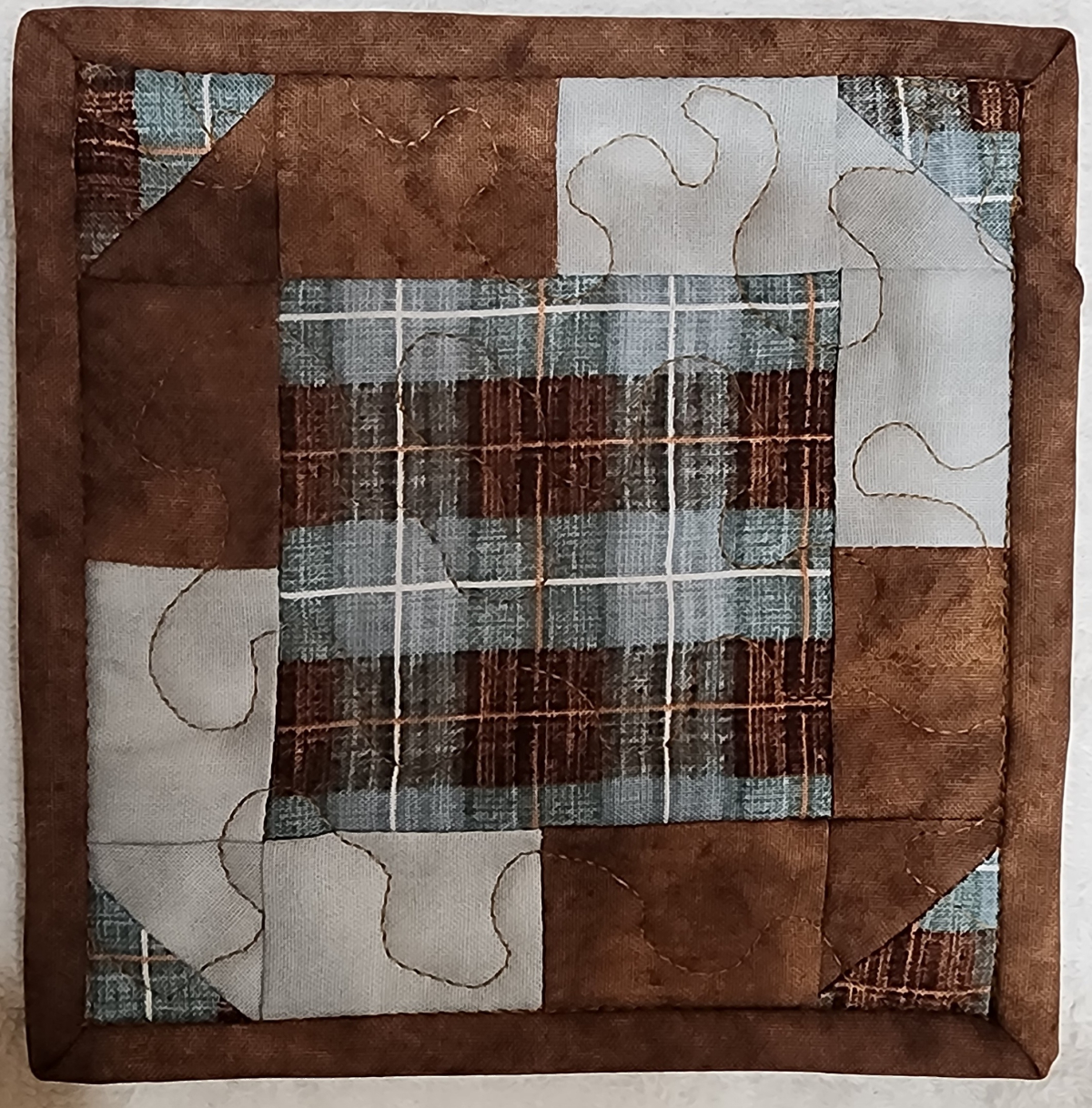 Plaid Quilted Mug Rug