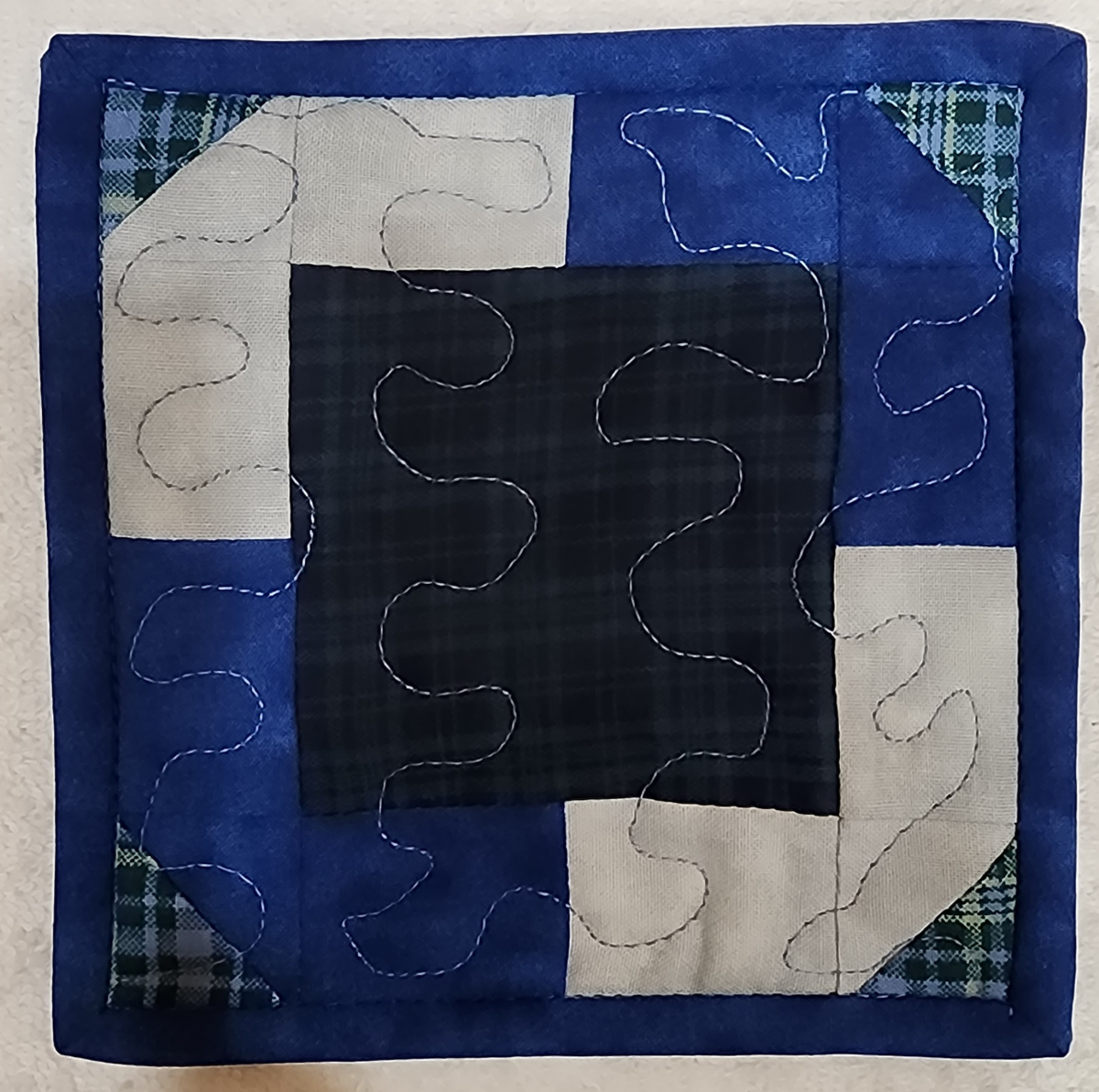 Plaid Quilted Mug Rug