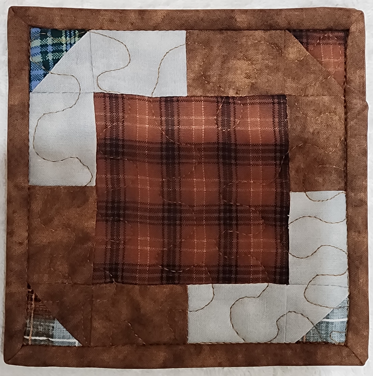 Plaid Quilted Mug Rug