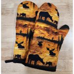 Maine Moose Scene Quilted Oven Mitts